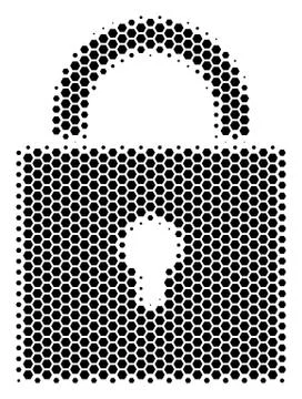 Hexagon Halftone Lock Icon Stock Illustration