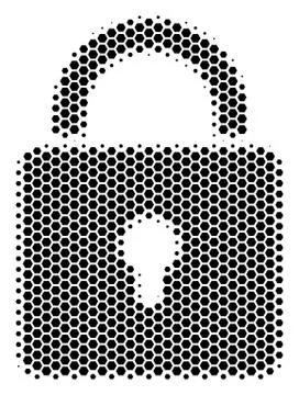 Hexagon Halftone Lock Icon Stock Illustration