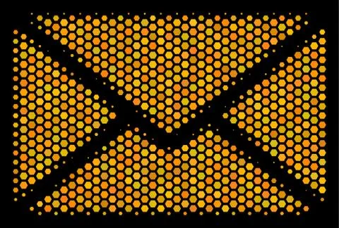 Hexagon Halftone Mail Envelope Icon Stock Illustration