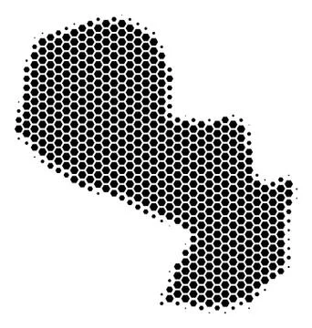Hexagon Halftone Paraguay Map イラスト素材