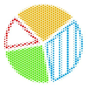 Hexagon Halftone Pie Chart Icon Stock Illustration