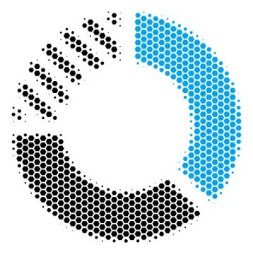Hexagon Halftone Pie Chart Icon Stock Illustration
