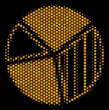 Hexagon Halftone Pie Chart Icon 스톡 일러스트