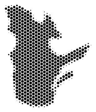 Hexagon Halftone Quebec Province Map Stock Illustration