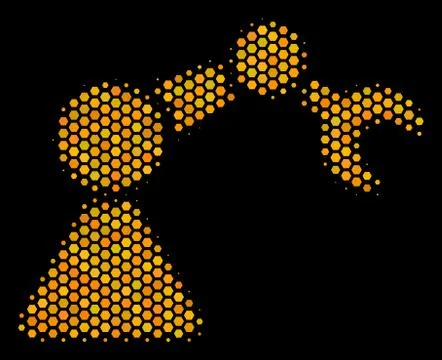 Hexagon Halftone Robotics Manipulator Icon Stock Illustration