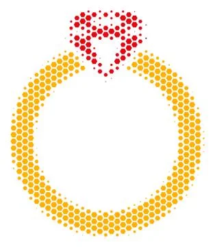 Hexagon Halftone Ruby Ring Icon Stock Illustration