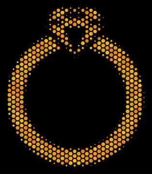 Hexagon Halftone Ruby Ring Icon Illustrazione stock