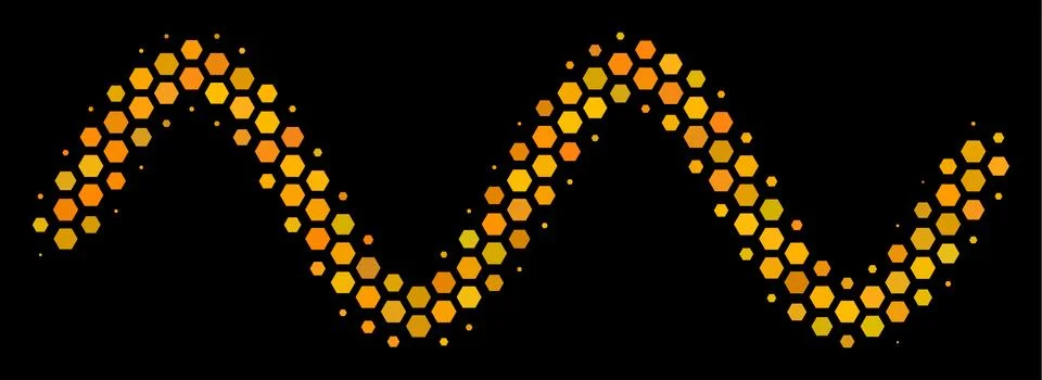 Hexagon Halftone Sinusoid Wave Icon Stock Illustration