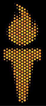 Hexagon Halftone Torch Fire Icon 스톡 일러스트