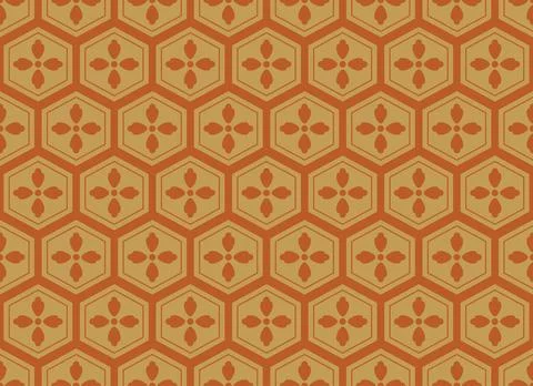 Hexagon, hexagonal shapes, small flowers traditional Asian seamless pattern イラスト素材