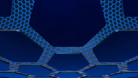 Hexagon honeycomb blue texture in space. Uhd 4k background, backdrop texture Stock Footage 106804915