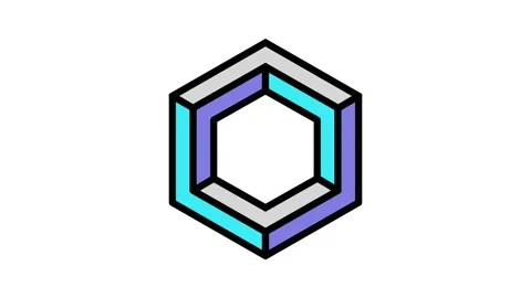 Hexagon impossible geometric shape color icon animation Stock Footage 225000334