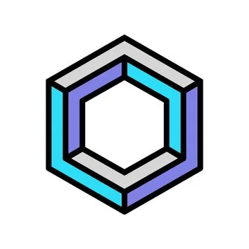 Hexagon impossible geometric shape color icon vector illustration Illustrazione stock