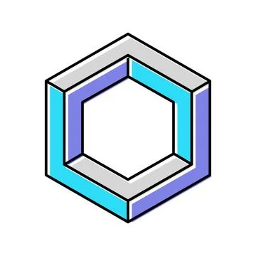 Hexagon impossible geometric shape color icon vector illustration Illustrazione stock