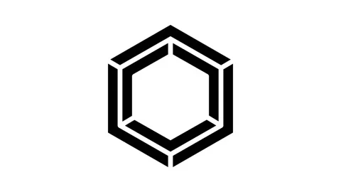 Hexagon impossible geometric shape glyph icon animation Stock Footage 222847106