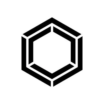 Hexagon impossible geometric shape glyph icon vector illustration Stock Illustration