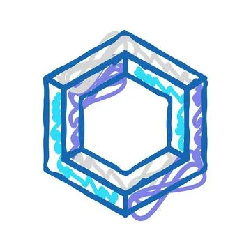 Hexagon impossible geometric shape icon doodle illustration Stock Illustration