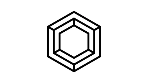 Hexagon impossible geometric shape line icon animation Stock Footage 224351499