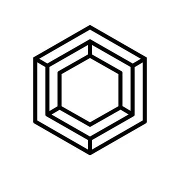 Hexagon impossible geometric shape line icon vector illustration イラスト素材
