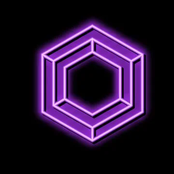 Hexagon impossible geometric shape neon glow icon illustration Illustrazione stock
