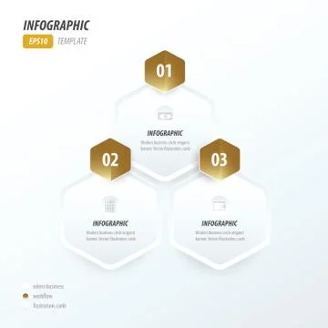 Hexagon infographic 2 color  Golden color Stock Illustration