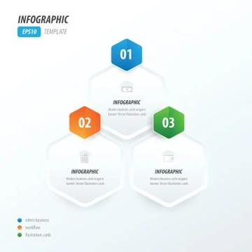 Hexagon infographic  green, orange, blue 스톡 일러스트