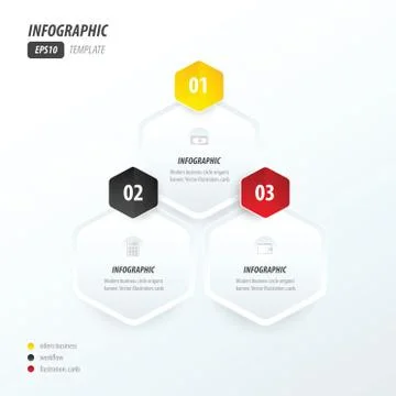 Hexagon infographic   yellow, black, red Stock-Illustration