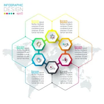 Hexagon inforgraphics on vector graphic art. Stock Illustration