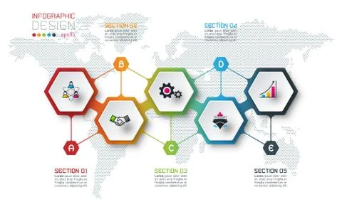 Hexagon inforgraphics on vector graphic art. Stock Illustration