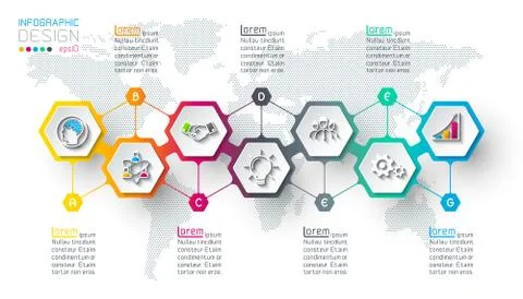 Hexagon inforgraphics on vector graphic art. Stock Illustration