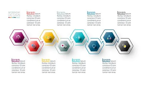 Hexagon inforgraphics on vector graphic art. Stock Illustration