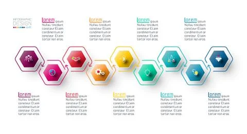 Hexagon inforgraphics on vector graphic art. Stock Illustration
