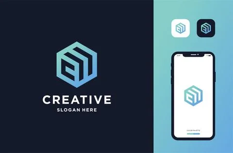 Hexagon with initial c and growth arrow logo design inspirations Stock Illustration