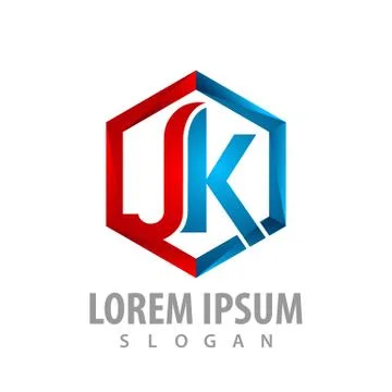 Hexagon initial letter JK logo concept design. Symbol graphic template elemen Stock Illustration