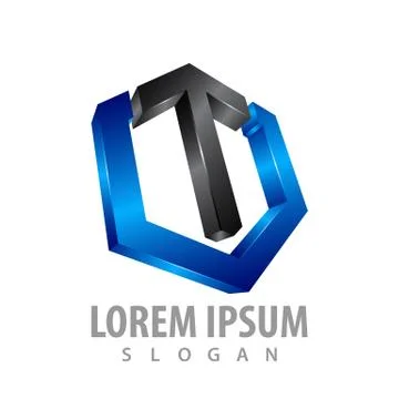 Hexagon initial letter TU concept design. Shiny 3D style symbol graphic templ Stock Illustration