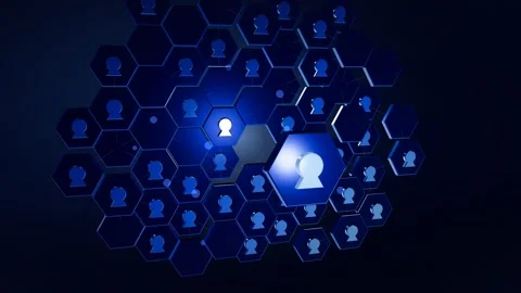 Hexagon Keyhole Cell Curtain Wall Access Control Network Security Grid Video stock 343061354