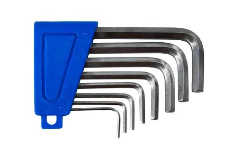 Hexagon keys on white background with clipping path. Stock Photos