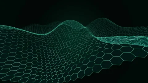 Hexagon Lattice Axis Diagonal Sweep ESG Emerald Geometric Grid Motion Graphic 库存影片 347068631