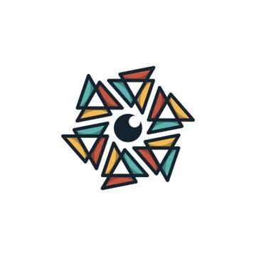 Hexagon lens logo design vector unique, modern Stock Illustration