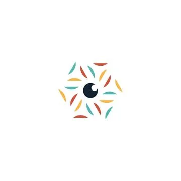 Hexagon lens logo design vector unique, modern Stock Illustration