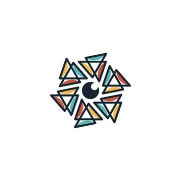 Hexagon lens logo design vector unique, modern Stock Illustration