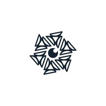 Hexagon lens logo design vector unique, modern Stock Illustration