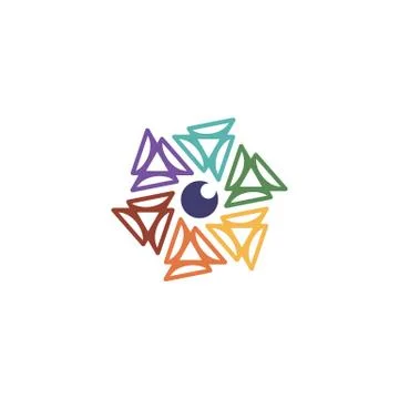 Hexagon lens logo design vector colorful Stock Illustration