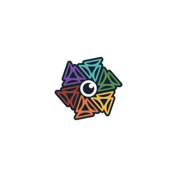 Hexagon lens logo design vector colorful Illustrazione stock