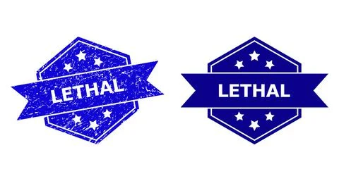 Hexagon LETHAL Stamp with Grunged Texture and Clean Version 스톡 일러스트