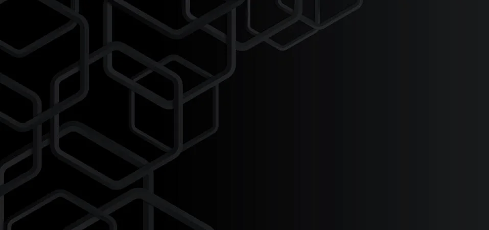 Hexagon line shape pattern black background design with space. Stock Illustration