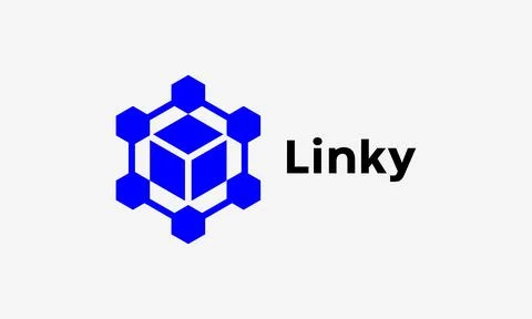 Hexagon link logo vector network circle around connection teamwork symbol c.. Stock Illustration