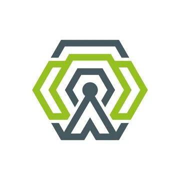Hexagon Lock Logo Design for Digital Technology Security. Stock Illustration