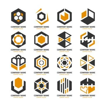 Hexagon logo collection Stock Illustration