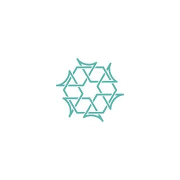 Hexagon logo design vector monoline style, unique Stock Illustration